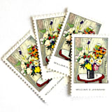 "Flowers Painting Postage Stamps | William H. Johnson | American Treasures Series | Bouquet | Vintage Unused USPS Postage Forever Stamp | Pack of 10" - Postage Stamps in yellow by Heritage Post House