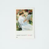 "37 Cent Mary Cassatt Postage Stamps "On a Balcony" // Set of 10 // UNUSED Vintage Stamps" - Postage Stamps in green by Flourish Fine Writing