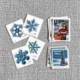 "Christmas Blue Santa Vintage Postage, 10 Sets" - Postage Stamps in blue by Jennifer Kramer