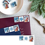 "Christmas Blue Santa Vintage Postage, 10 Sets" - Postage Stamps in blue by Jennifer Kramer