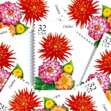 "Dahlia Postage Stamps | Fall Garden Flowers | Garden Flowers Series | Botanical | Wedding Stamps | Vintage Unused USPS Postage 32c | Pack of 10" - Postage Stamps in red by Heritage Post House