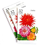 "Dahlia Postage Stamps | Fall Garden Flowers | Garden Flowers Series | Botanical | Wedding Stamps | Vintage Unused USPS Postage 32c | Pack of 10" - Postage Stamps in red by Heritage Post House