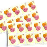 "Candy Hearts Postage Stamps | Love Series | Conversation Hearts | Sweetheart | Wedding Stamps | Valentine | Vintage Unused USPS Postage 37c | Pack of 10" - Postage Stamps in pink by Heritage Post House