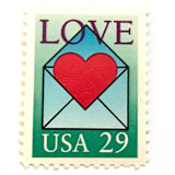 "Love Envelope and Heart Postage Stamps | Love Series | Wedding Stamps | Valentine's Day | Vintage Unused USPS Postage 29c | Pack of 20" - Postage Stamps in green by Heritage Post House