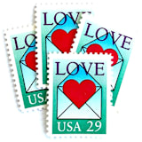 "Love Envelope and Heart Postage Stamps | Love Series | Wedding Stamps | Valentine's Day | Vintage Unused USPS Postage 29c | Pack of 20" - Postage Stamps in green by Heritage Post House