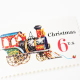 "6 Cent Christmas Toy Locomotive Postage Stamps // Set of 10 // Train // UNUSED Vintage Stamps" - Postage Stamps in red by Flourish Fine Writing