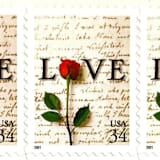 "Rose & Love Letter Postage Stamps | Love Series | John & Abigail Adams | Wedding Stamps | Valentine | Vintage Unused USPS Postage 34c | Pack of 10" - Postage Stamps in white by Heritage Post House