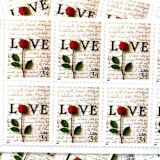 "Rose & Love Letter Postage Stamps | Love Series | John & Abigail Adams | Wedding Stamps | Valentine | Vintage Unused USPS Postage 34c | Pack of 10" - Postage Stamps in white by Heritage Post House