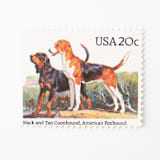"20 Cent Coonhound & American Foxhound Dog Postage Stamps // Set of 10 // UNUSED" - Postage Stamps in beige by Flourish Fine Writing