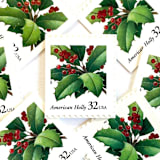 ""American Holly" Postage Stamps | Contemporary Christmas Series | Unused USPS Postage 32c | Pack of 10" - Postage Stamps in green by Heritage Post House