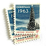 ""Christmas Tree and White House" Postage Stamps | Christmas Issue | Unused USPS Postage 5c | Pack of 20" - Postage Stamps in blue by Heritage Post House