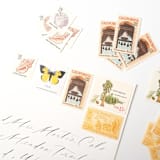 "Meet us on the Coast Postage Set // Set of 5 // $1.73 in postage per set" - Postage Stamps in yellow by Flourish Fine Writing