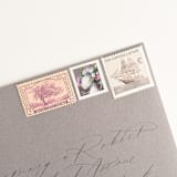 "Lavender Floral and Neutral Ship Vintage Postage Set // 2 ounce envelope // $1.18 in postage per set" - Postage Stamps in purple by Flourish Fine Writing