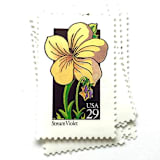 "Stream Violet Postage Stamps | American Wildflower Series | Yellow Flower | Botanical | Vintage Unused USPS Postage 29c | Pack of 10" - Postage Stamps in yellow by Heritage Post House