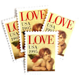 "Cherub Postage Stamps | Love Series | Raphael Sistine Madonna | Angel | Cupid | Valentine | Wedding Stamps | Vintage Unused USPS Postage 32c | Pack of 10" - Postage Stamps in natural by Heritage Post House