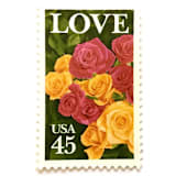"Pink & Yellow Roses Postage Stamps | Love Series | Botanical Wedding Stamps | Valentine | Vintage Unused USPS Postage 45c | Pack of 10" - Postage Stamps in pink by Heritage Post House