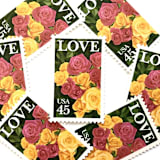 "Pink & Yellow Roses Postage Stamps | Love Series | Botanical Wedding Stamps | Valentine | Vintage Unused USPS Postage 45c | Pack of 10" - Postage Stamps in pink by Heritage Post House