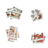 "Winter Sleigh Ride Vintage Postage Set // Set of 5 // UNUSED // Sled // Poinsettia" - Postage Stamps in red by Flourish Fine Writing