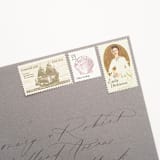 "22 Cent Calico Seashell Postage Stamps // Set of 10 // UNUSED" - Postage Stamps in purple by Flourish Fine Writing