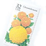 "32 Cent Yellow and Orange Chrysanthemum Stamps // Set of 10 // UNUSED Vintage postage" - Postage Stamps in orange by Flourish Fine Writing