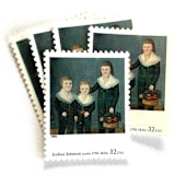 "Joshua Johnson's "The Westwood Children" Postage Stamps | Four Centuries of American Art Series | Vintage Unused USPS Postage 32c | Pack of 10" - Postage Stamps in blue by Jennifer Kramer