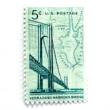 ""Verrazano Narrows Bridge" New York City Postage Stamps | Unused USPS Postage 5c | Pack of 20" - Postage Stamps in green by Heritage Post House