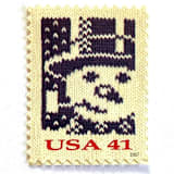 "Holiday Knits “Snowman” Postage Stamps | Contemporary Christmas Series | Vintage Unused USPS Postage 41c | Pack of 10" - Postage Stamps in blue by Jennifer Kramer