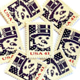 "Holiday Knits “Snowman” Postage Stamps | Contemporary Christmas Series | Vintage Unused USPS Postage 41c | Pack of 10" - Postage Stamps in blue by Jennifer Kramer