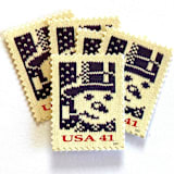 "Holiday Knits “Snowman” Postage Stamps | Contemporary Christmas Series | Vintage Unused USPS Postage 41c | Pack of 10" - Postage Stamps in blue by Jennifer Kramer