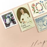 "White Hydrangea and Pink/Purple Rose Forever Stamps // Set of 10" - Postage Stamps in purple by Flourish Fine Writing