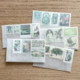 "78 cents . Green Vintage Postage Stamp Variety Pack . Set of 5" - Postage Stamps in green by Kristen Melchor