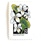 "Sweet White Violet Postage Stamps | American Wildflower Series | White Green Flower | Botanical | Vintage Unused USPS Postage 29c | Pack of 10" - Postage Stamps in white by Heritage Post House