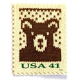 "Holiday Knits “Bear” Postage Stamps | Contemporary Christmas Series | Vintage Unused USPS Postage 41c | Pack of 10" - Postage Stamps in brown by Jennifer Kramer
