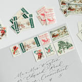 "A New England Christmas Postage Set // Set of 5 // $.86 per set" - Postage Stamps in gray by Flourish Fine Writing