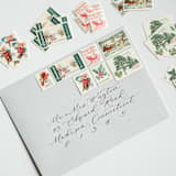 "A New England Christmas Postage Set // Set of 5 // $.86 per set" - Postage Stamps in gray by Flourish Fine Writing