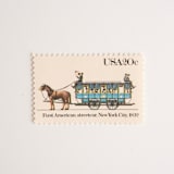"20 Cent First American Streetcar, New York City, 1832 Postage Stamps // Set of 10 // UNUSED Postage Stamps" - Postage Stamps in blue by Flourish Fine Writing