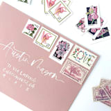 "Wildflower Meadow Postage Set // Set of 5 // $1.04 in postage per set" - Postage Stamps in pink by Flourish Fine Writing