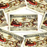 ""Currier and Ives Winter Road" Postage Stamps | Christmas Issue | Unused USPS Postage 10c | Pack of 20" - Postage Stamps in natural by Heritage Post House