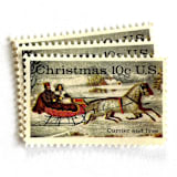 ""Currier and Ives Winter Road" Postage Stamps | Christmas Issue | Unused USPS Postage 10c | Pack of 20" - Postage Stamps in natural by Heritage Post House