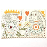 "King & Queen of Hearts Postage Stamps | Love Series | Playing Cards | Wedding Stamps | Valentine | Vintage Unused USPS Postage 44c ea/ 88c per set | Pack of 10 Individual 44c Stamps" - Postage Stamps in natural by Heritage Post House