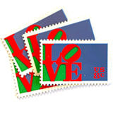 "Red LOVE Postage Stamps | Love Series | Robert Indiana Pop Art | Wedding Stamps | Valentine | Vintage Unused USPS Postage 8c | Pack of 10" - Postage Stamps in red by Heritage Post House