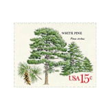 "15 Cent White Pine Tree Postage Stamps // Set of 10 // UNUSED Vintage Stamps" - Postage Stamps in green by Flourish Fine Writing