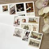 "$1.07 . Neutral Vintage Postage Stamp Variety Pack . Set of 5" - Postage Stamps in natural by Kristen Melchor