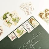 "Literature and Gardens Vintage Postage Set // Set of 5 // $.73 in postage" - Postage Stamps in green by Flourish Fine Writing