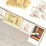 "Neutral & Nautical Vintage Postage Set // Set of 5 // 1 ounce // 73 Cents each" - Postage Stamps in beige by Flourish Fine Writing
