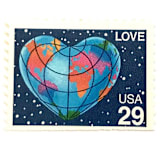 "Heart-Shaped Globe Postage Stamps | Love Series | Earth Heart | Wedding Stamps | Valentine | Vintage Unused USPS Postage 29c | Pack of 20" - Postage Stamps in blue by Heritage Post House