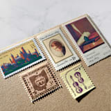 "Warm Neutrals Vintage Postage Set | "Classical Romance" | One Ounce | Set of 5" - Postage Stamps in beige by The Silver Stamps
