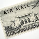 "10 Cent Pan Am Building Airmail Postage Stamps // Set of 10 // UNUSED Postage Stamps" - Postage Stamps in black by Flourish Fine Writing