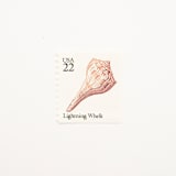 "22 Cent Lightning Whelk Seashell Postage Stamps // Set of 10 // UNUSED" - Postage Stamps in beige by Flourish Fine Writing