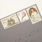 "22 Cent Lightning Whelk Seashell Postage Stamps // Set of 10 // UNUSED" - Postage Stamps in beige by Flourish Fine Writing